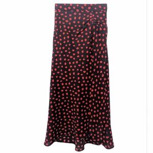 Princess Polly Mabel Skirt Black Red Floral Midi Maxi Whimsigoth Grunge  Size 0